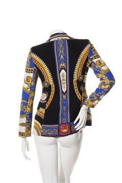 Versace Baroque Leopard Print Blazer FW18 Size 40 Medusa Buttons