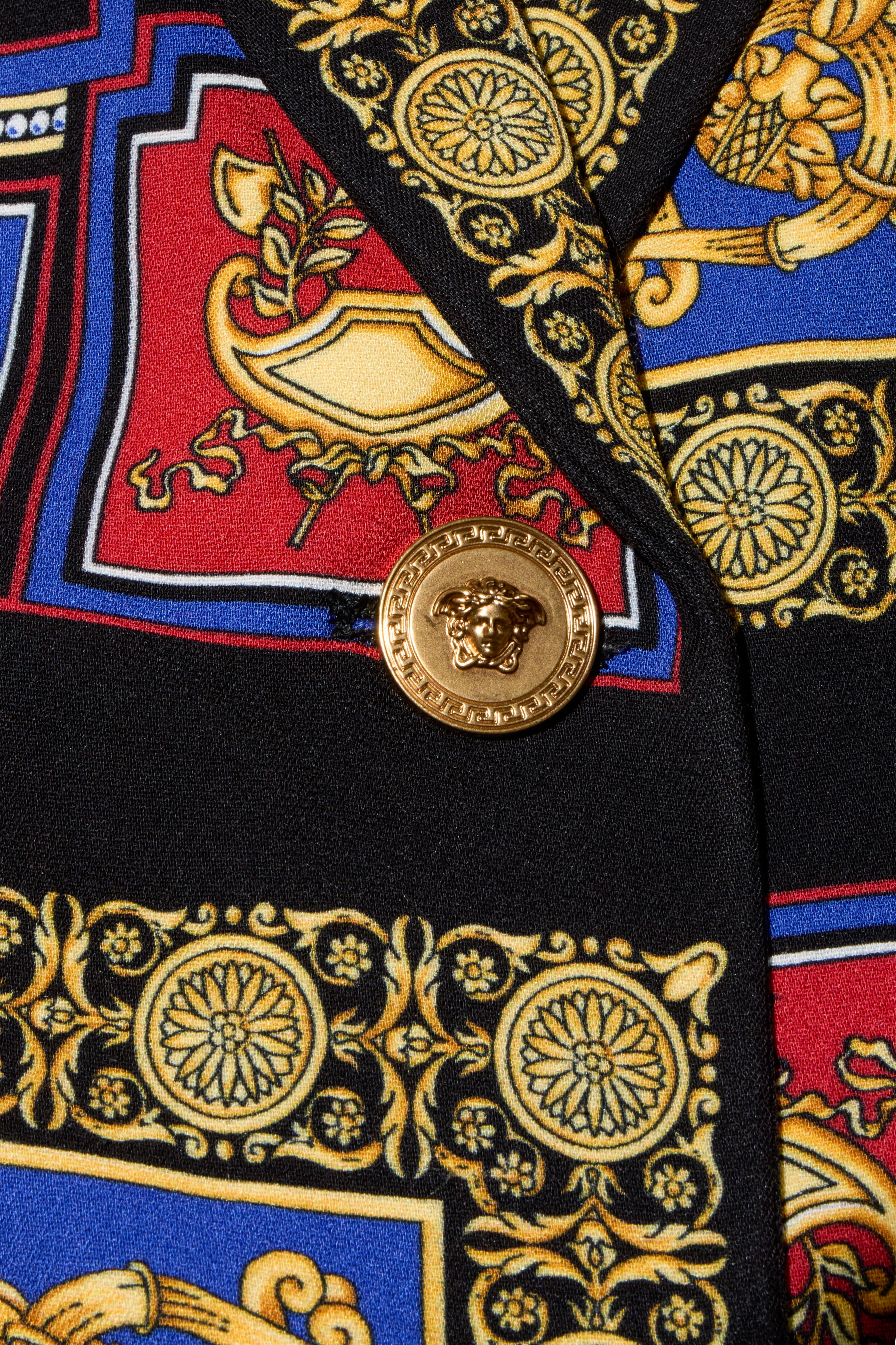 Versace Baroque Leopard Print Blazer FW18 Size 40 Medusa Buttons For Sale 2