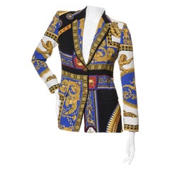 Versace Baroque Leopard Print Blazer FW18 Size 40 Medusa Buttons
