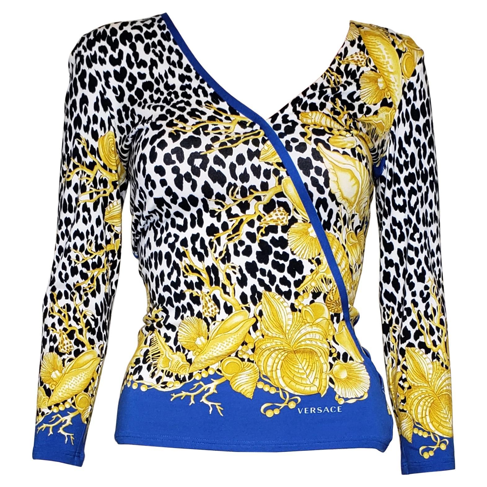 VERSACE baroque leopard print sweater For Sale