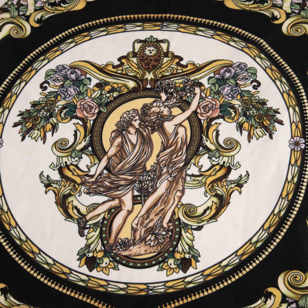 Marron Versace - Robe à manches longues à motif baroque - Taille XS en vente