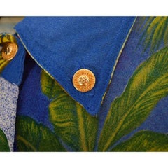 1990's Loud  Gianni Versace Baroque Print Vintage Palm Leaf Pattern Shirt