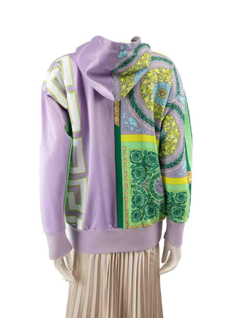 Gray Versace Baroque Print Zip-Up Hoodie Size XS For Sale