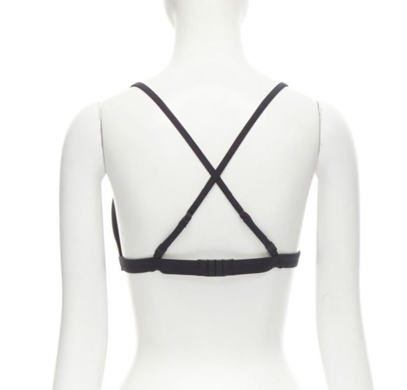 Women's VERSACE Beachwear black padded gold Medusa button triangle bikini top Sz.4 M For Sale