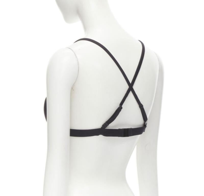 VERSACE Beachwear black padded gold Medusa button triangle bikini top Sz.4 M For Sale 1