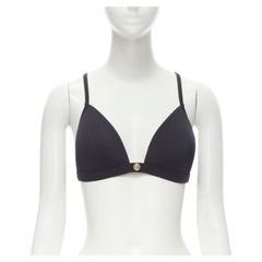 VERSACE Beachwear black padded gold Medusa button triangle bikini top Sz.4 M