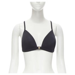 VERSACE Beachwear black padded gold Medusa button triangle bikini top Sz.4 M