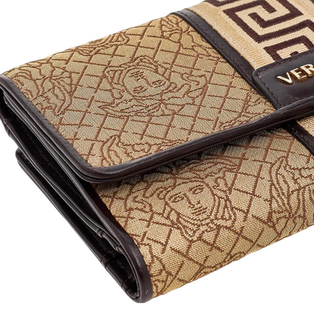 Versace Beige/Brown Medusa Canvas And Leather Continental Wallet 7