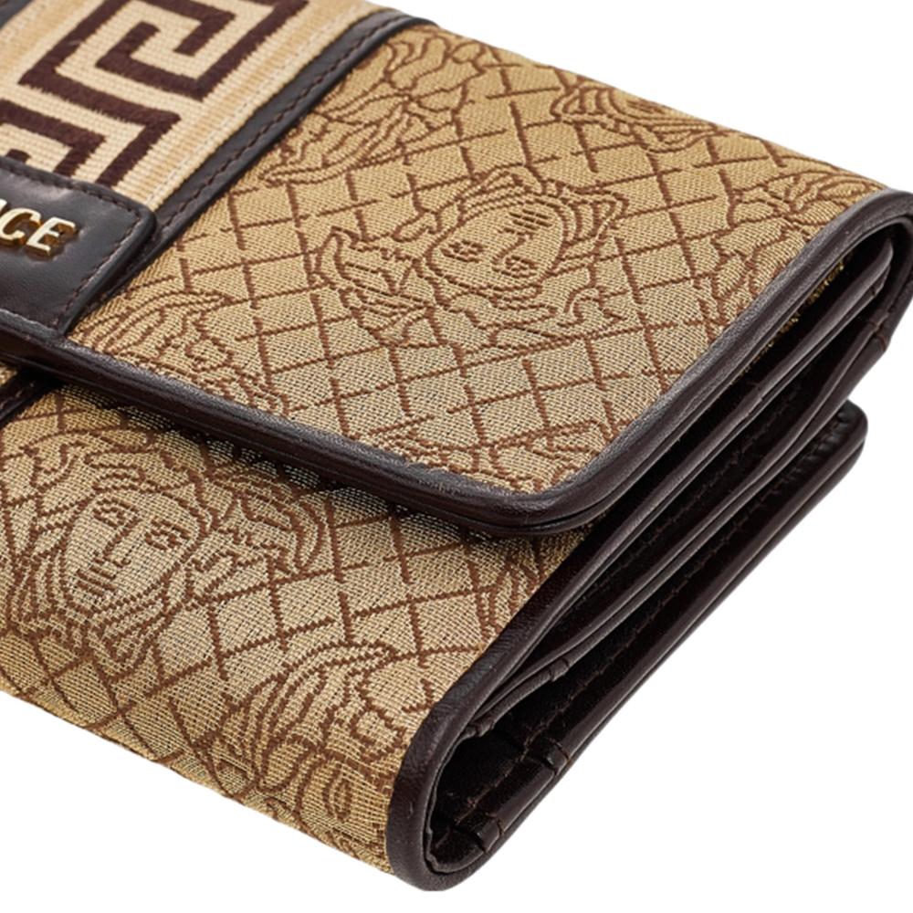 Versace Beige/Brown Medusa Canvas And Leather Continental Wallet 2