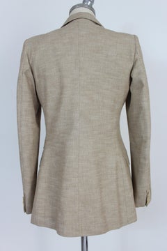 Versace Beige Cotton and Linen Rabbit Hair Insert Slim Fit Blazers Jacket 1990s