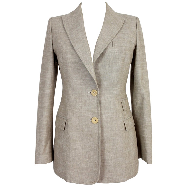 Versace Beige Cotton and Linen Slim Fit Blazers Jacket 1990s Rabbit ...