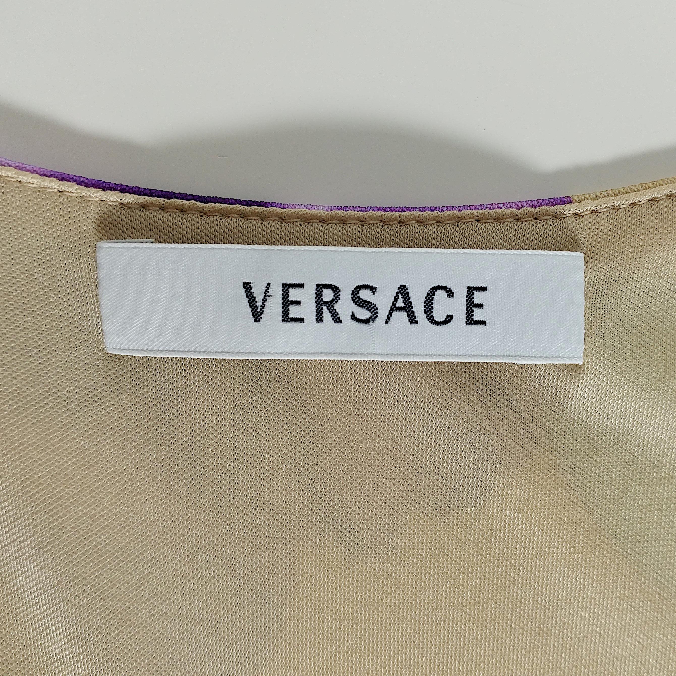 VERSACE - Beige Empire Midi Dress with Floral Print  Size 6US 38EU 1