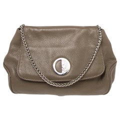 Versace Beige Leather Chain Flap Shoulder Bag