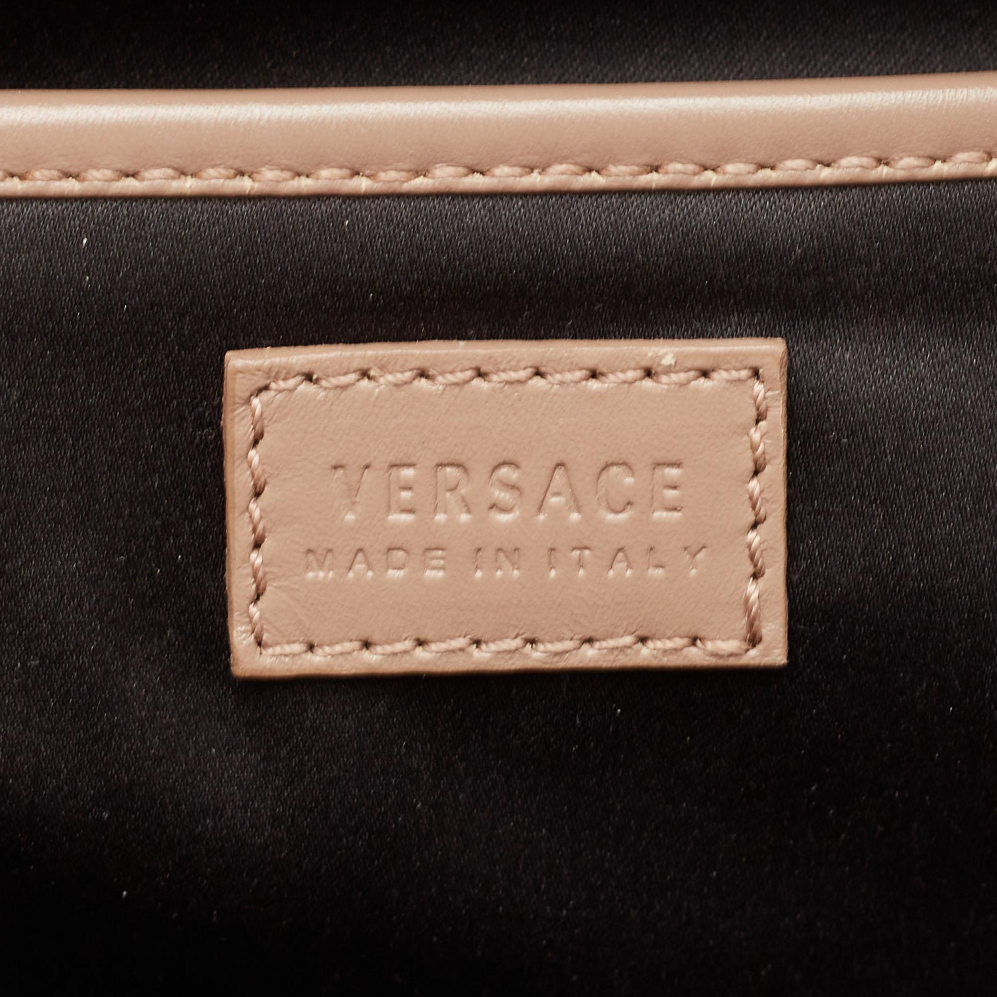 Versace Beige Leather Large Medusa Medallion Tote For Sale 7