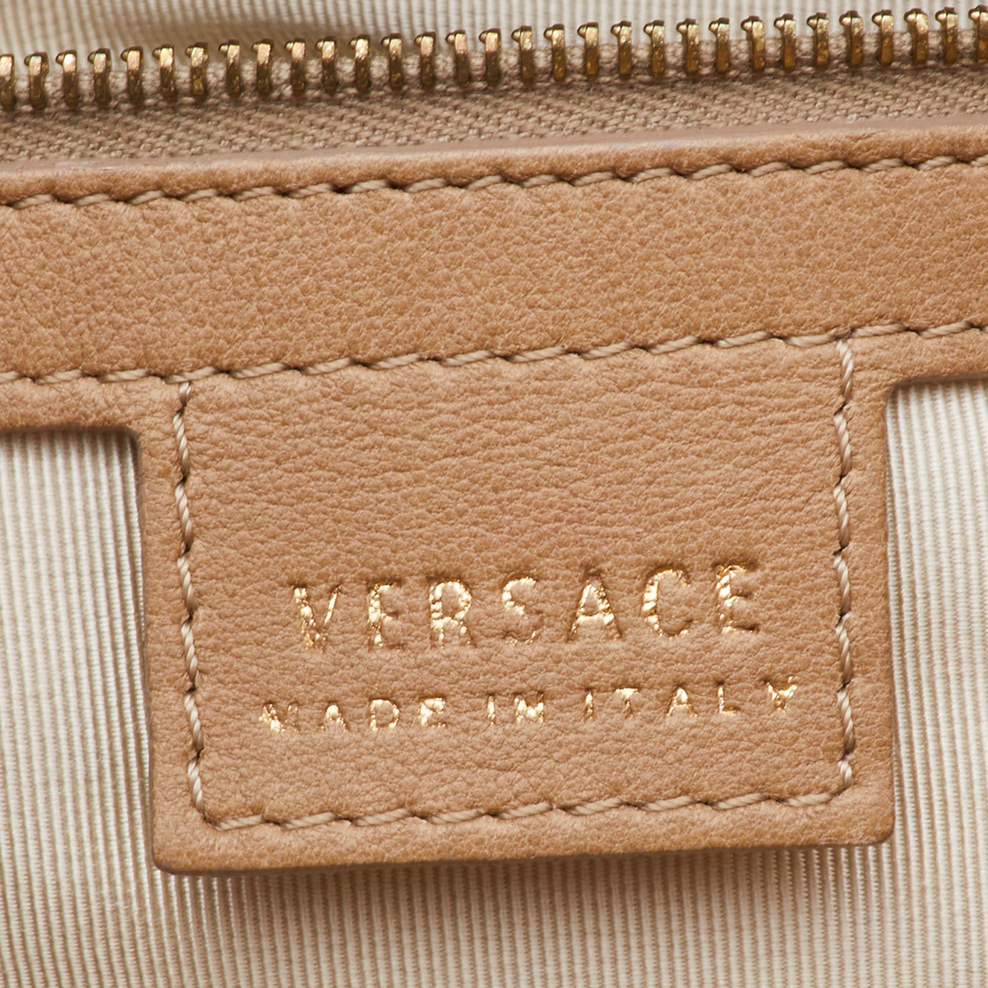 Versace Beige Patent and Leather Vanitas Tote 8
