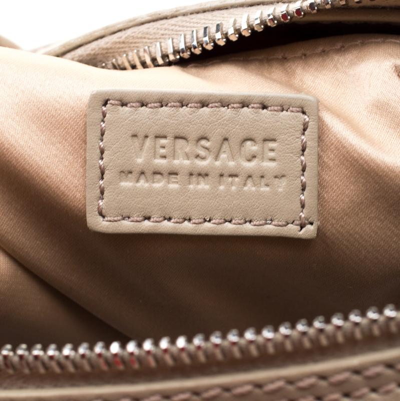 Versace Beige/Red Brocco Printed Leather Boston Bag 5