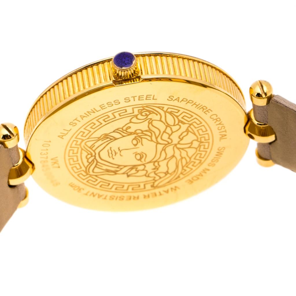 Versace Beige Rose Gold Plated Stainless Steel Vanitas VK7 Women's Wristwatch 40 In Good Condition In Dubai, Al Qouz 2