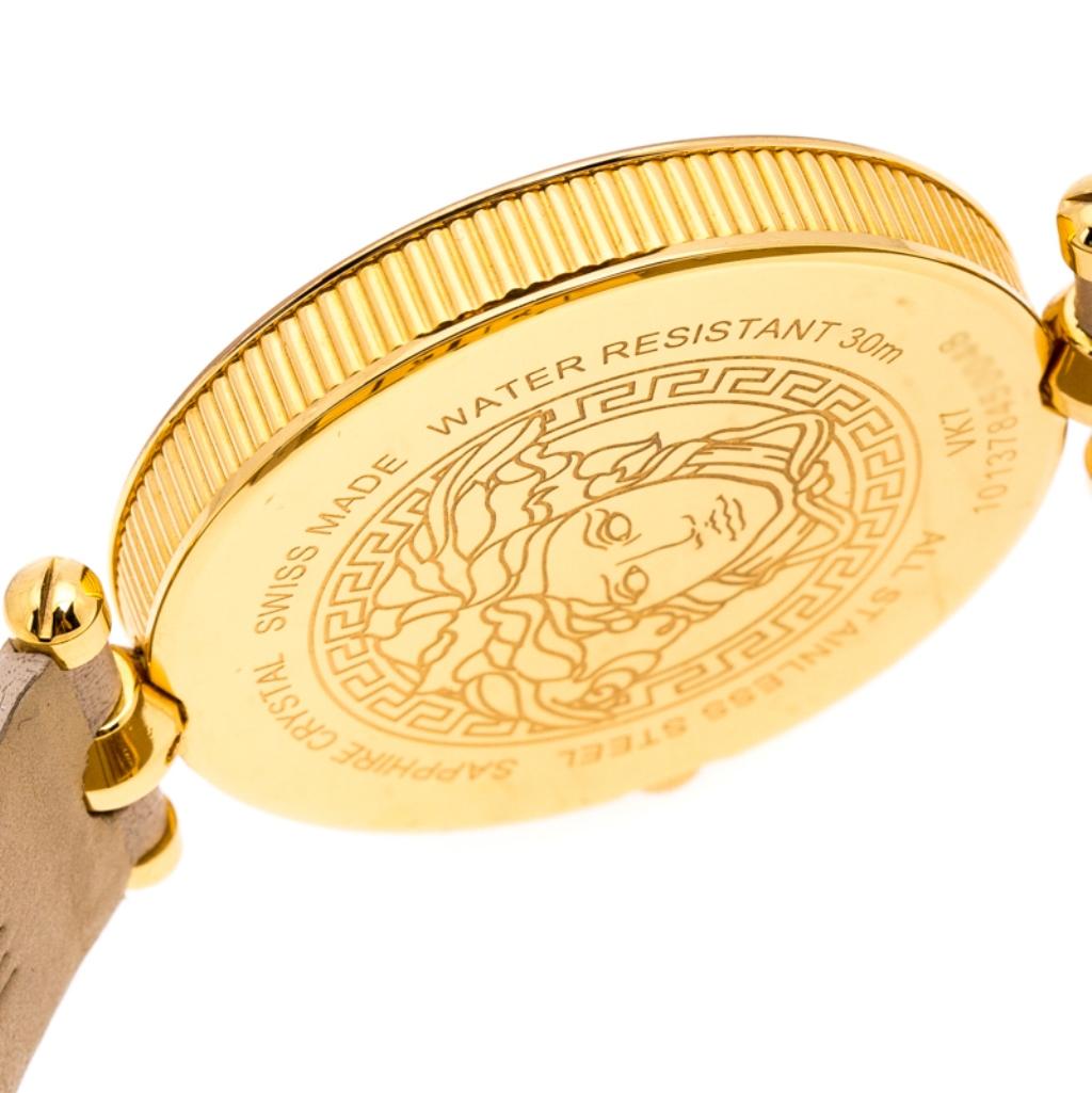 Versace Beige Rose Gold Plated Stainless Steel Vanitas VK7 Women's Wristwatch 40 1