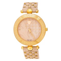 Versace Beige Rose Gold Plated Stainless Steel Vanitas VK7 Women's Wristwatch 40
