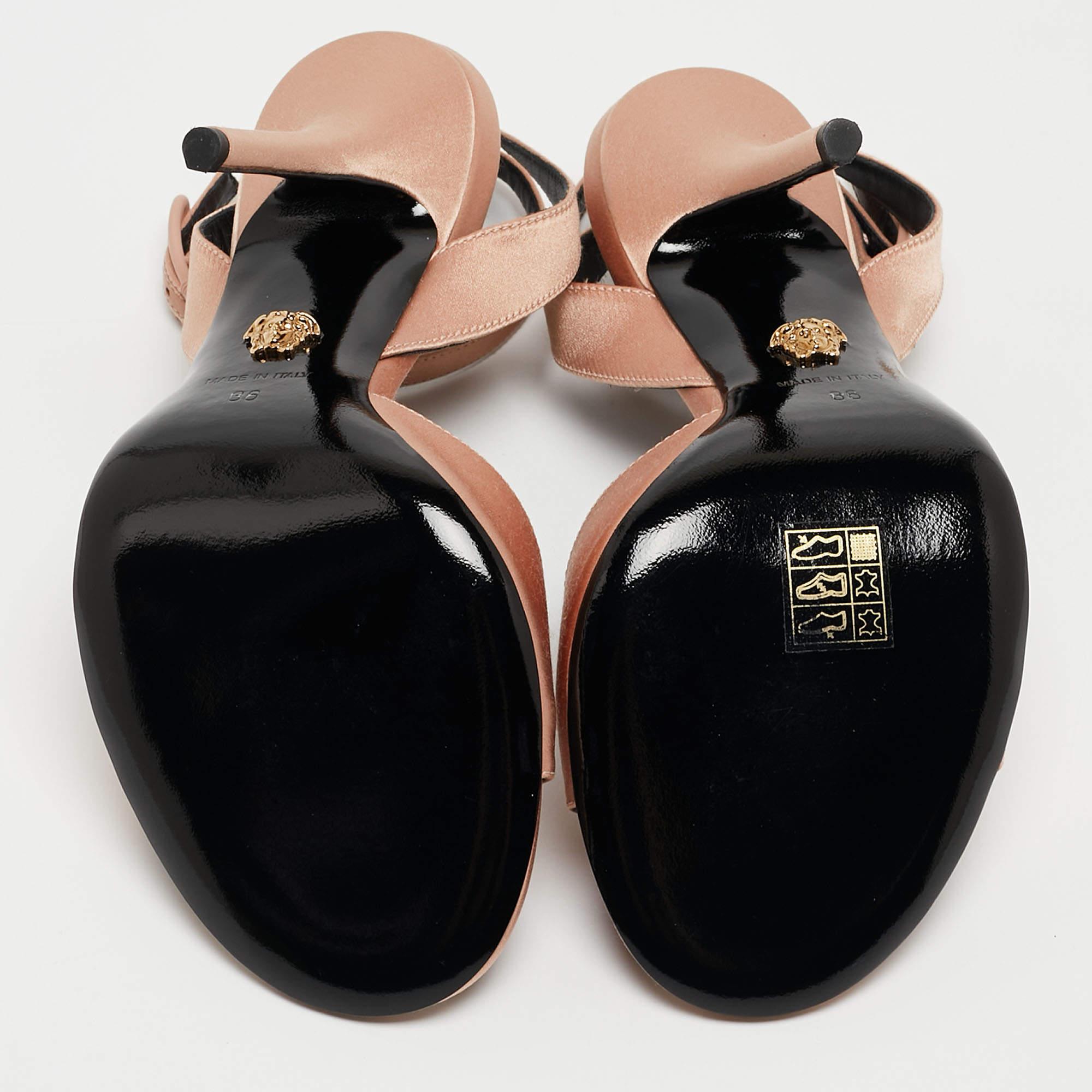 Versace Beige Satin Open Toe Ankle Strap Sandals Size 36 2