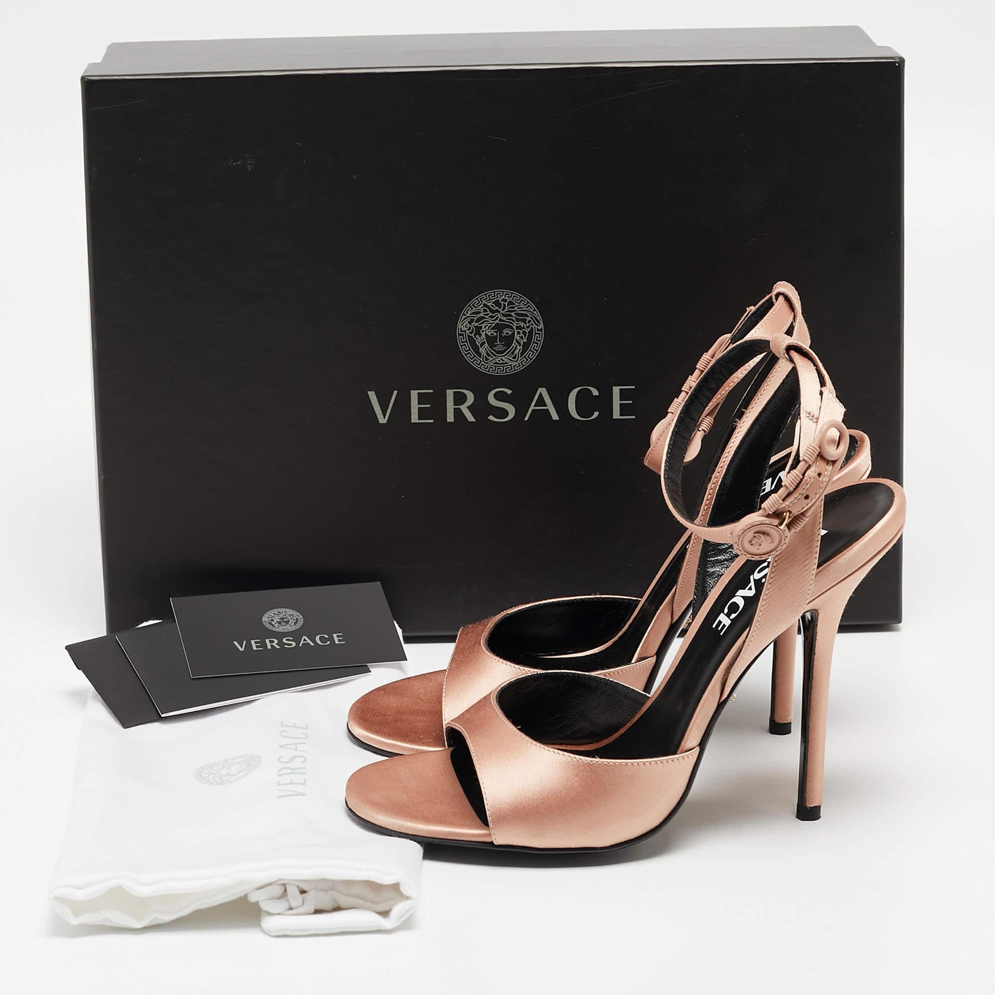 Versace Beige Satin Open Toe Ankle Strap Sandals Size 36 5