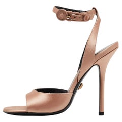 Versace Beige Satin Open Toe Ankle Strap Sandals Size 36