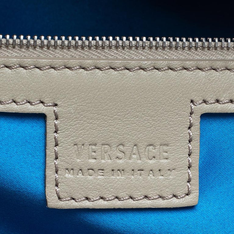 Versace Beige/Turquoise Medusa Print Coated Canvas Patch Diaper Bag at
