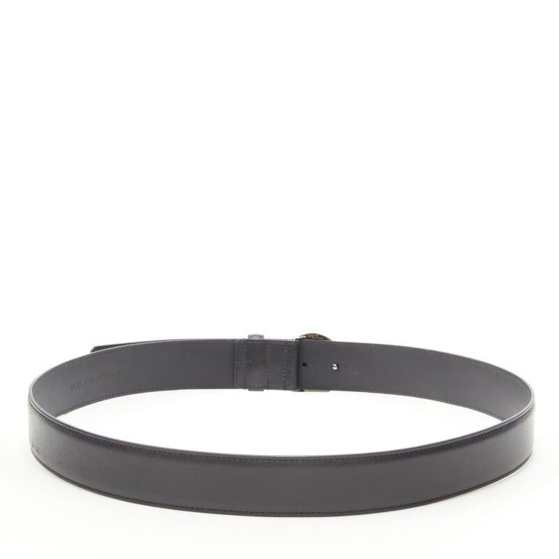 VERSACE Biggie Medusa Medallion Coin silver black leather belt  105cm 40-44