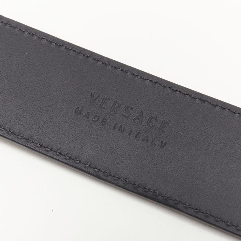 VERSACE Biggie Medusa Medallion Coin silver black leather belt  105cm 40-44