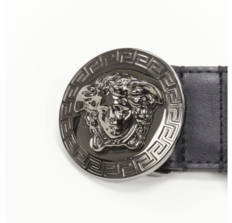 VERSACE Biggie Medusa Münzsilberschnalle schwarzer Gürtel 115cm 44-48