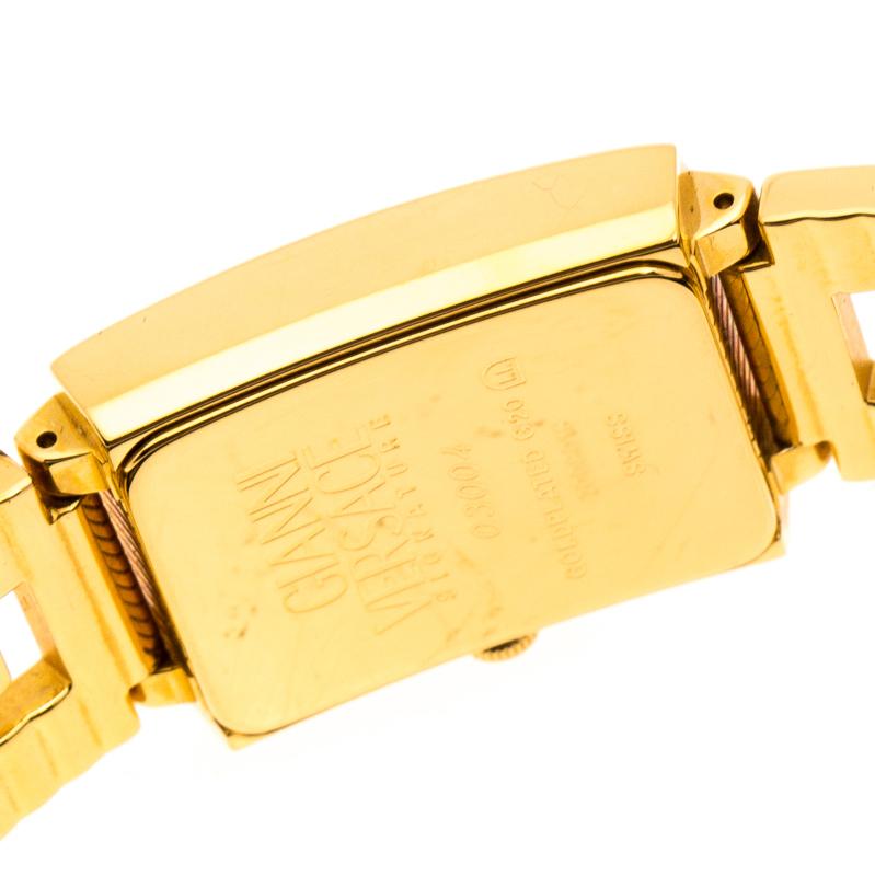 Versace Black 18K Yellow Gold Plated Stainless Steel Signature Wristwatch 25 mm In Good Condition In Dubai, Al Qouz 2