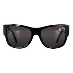 VERSACE Black Acetate Square Polarized Sunglasses