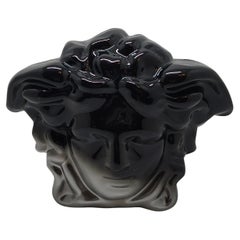 Versace Black Acrylic Medusa Head Clutch with Hidden Chain Strap
