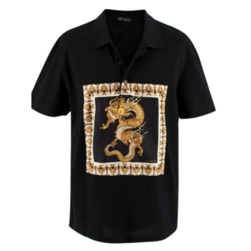 Versace Black and Gold Dragon-print Shirt For Sale
