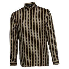 Versace, Black and gold greca print shirt Versace, Black and gold greca print shirt