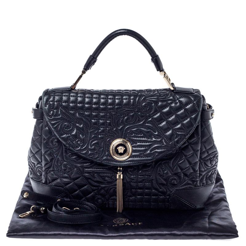 Versace Black Barocco Leather Altea Top Handle Bag 5