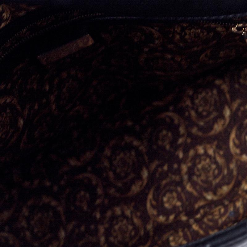 Versace Schwarz Barocco Leder Altea Top Handle Tasche 4