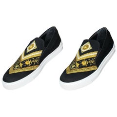 VERSACE BLACK BAROQUE PRINT SLIP-On Sneakers 42.5 - 9.5
