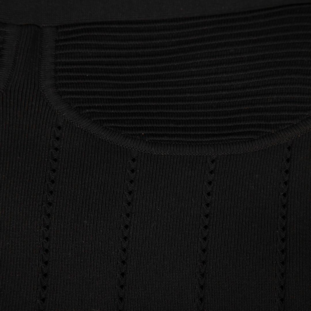 Versace Black Bodycon Button Detail Dress Size L In Good Condition For Sale In London, GB