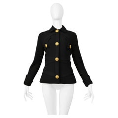 Versace Chaqueta Bondage Negra Con Botones Dorados 1992