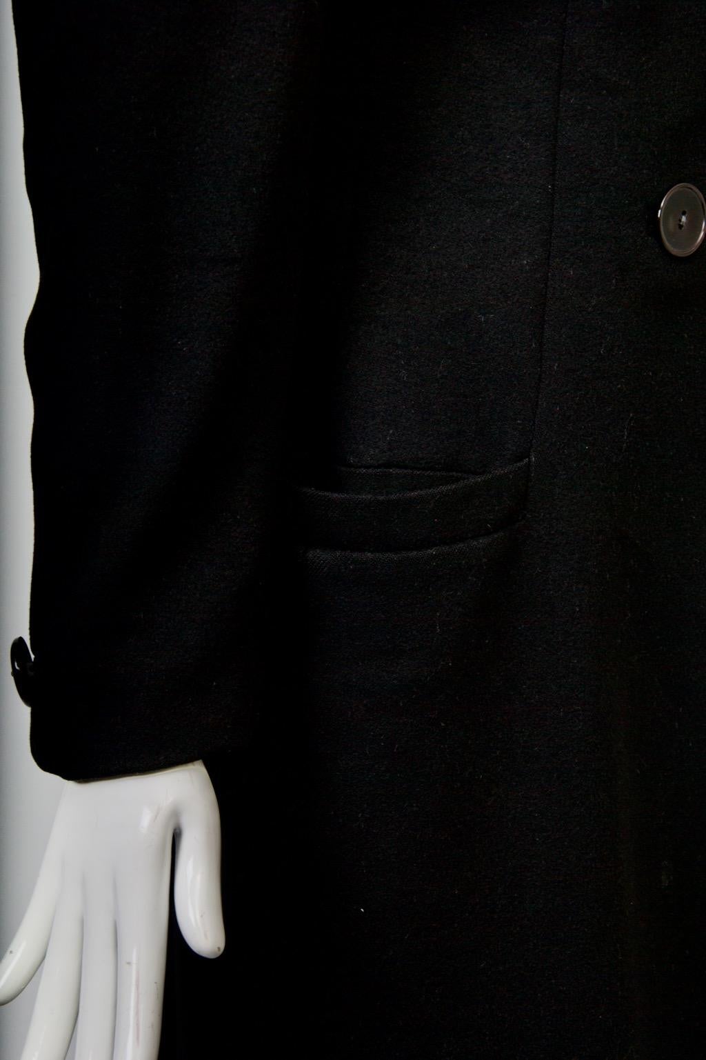 Versace Black Cashmere-Blend Coat For Sale 5