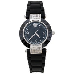 Versace Black Ceramic and Stainless Steel Diamond Reve 92Q Women Wristwatch 35mm