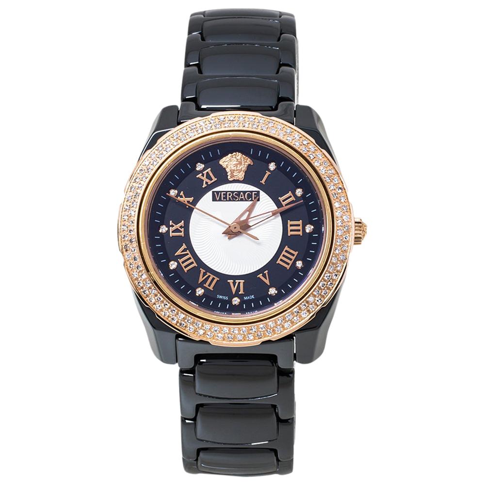 Versace Black Ceramic Diamonds DV One Glamour 63Q Women
s Wristwatch 34 mm
