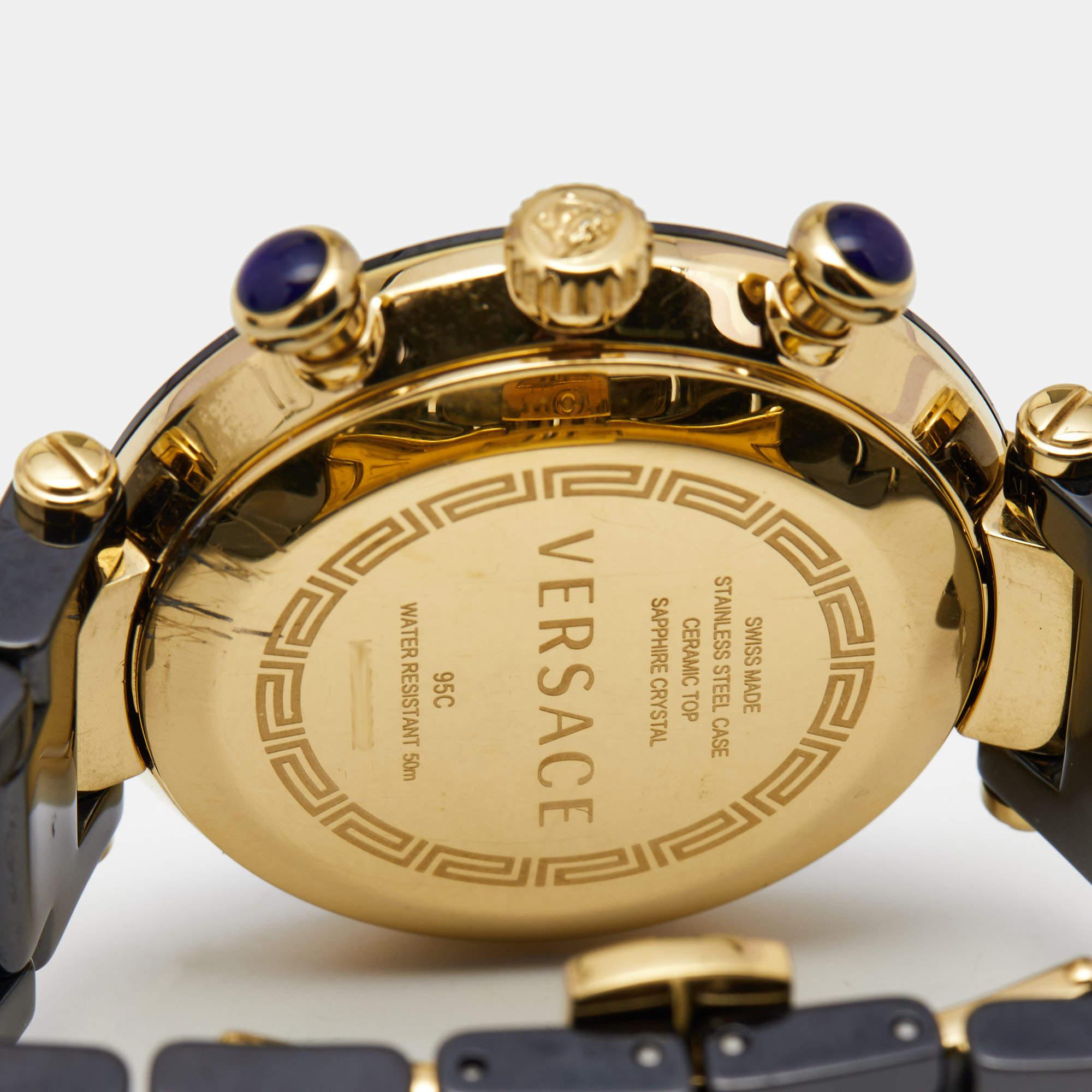 Versace Black Ceramic Gold Plated Stainless Steel Reve 95C Women's Wristwatch 40 2