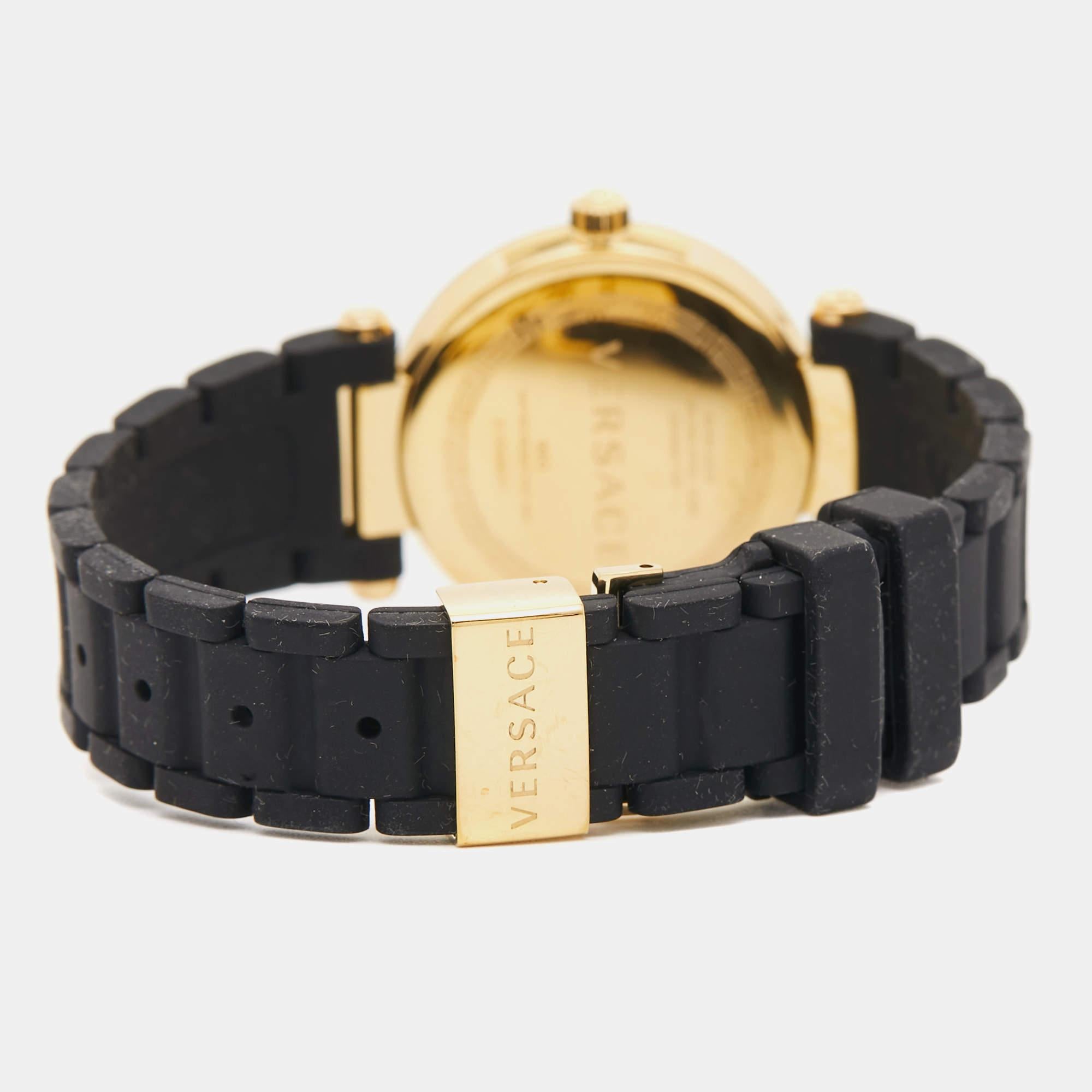 Aesthetic Movement Versace Black Ceramic  Rubber Reve 92Q Women's Wristwatch 35 mm For Sale