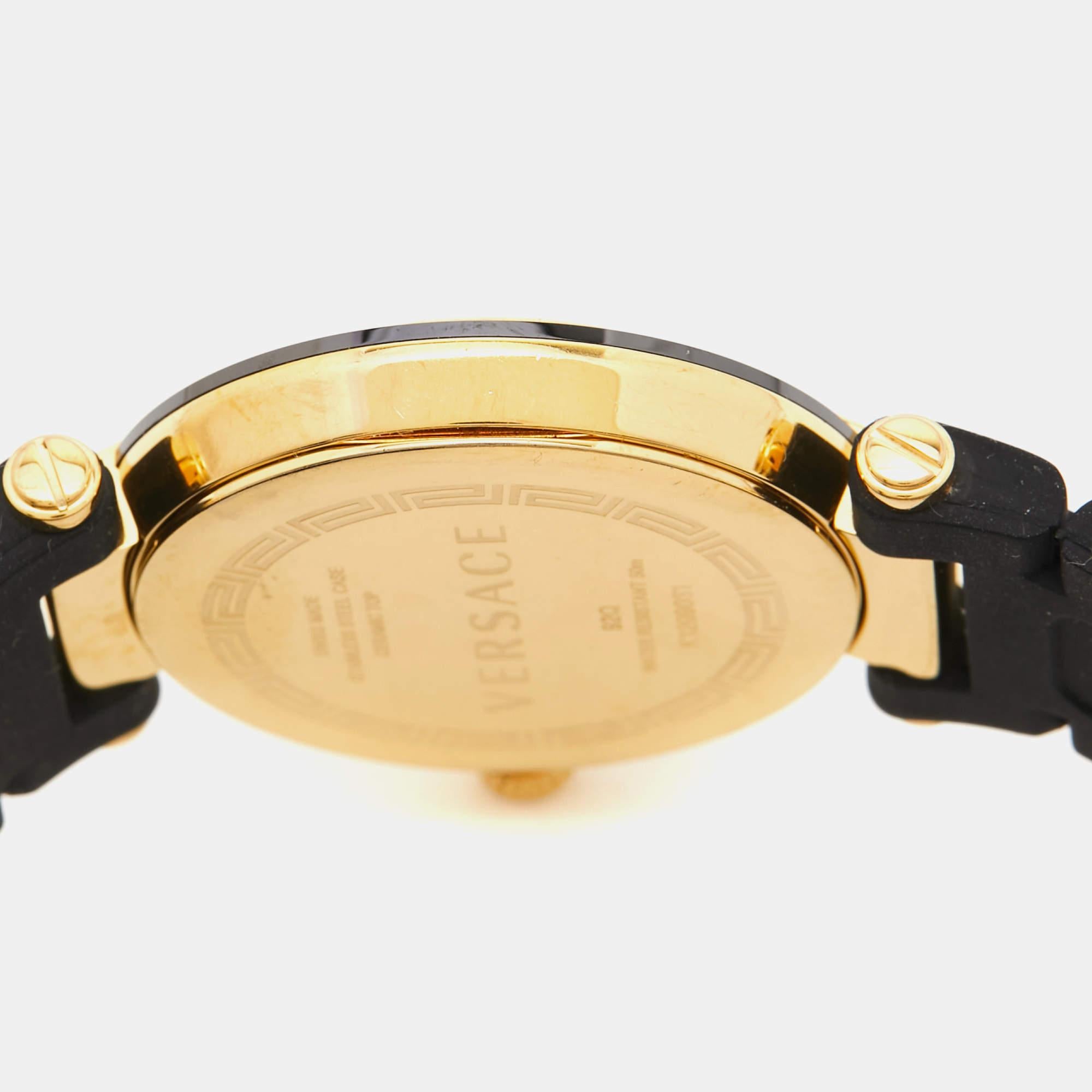 Versace Black Ceramic  Rubber Reve 92Q Women's Wristwatch 35 mm For Sale 2