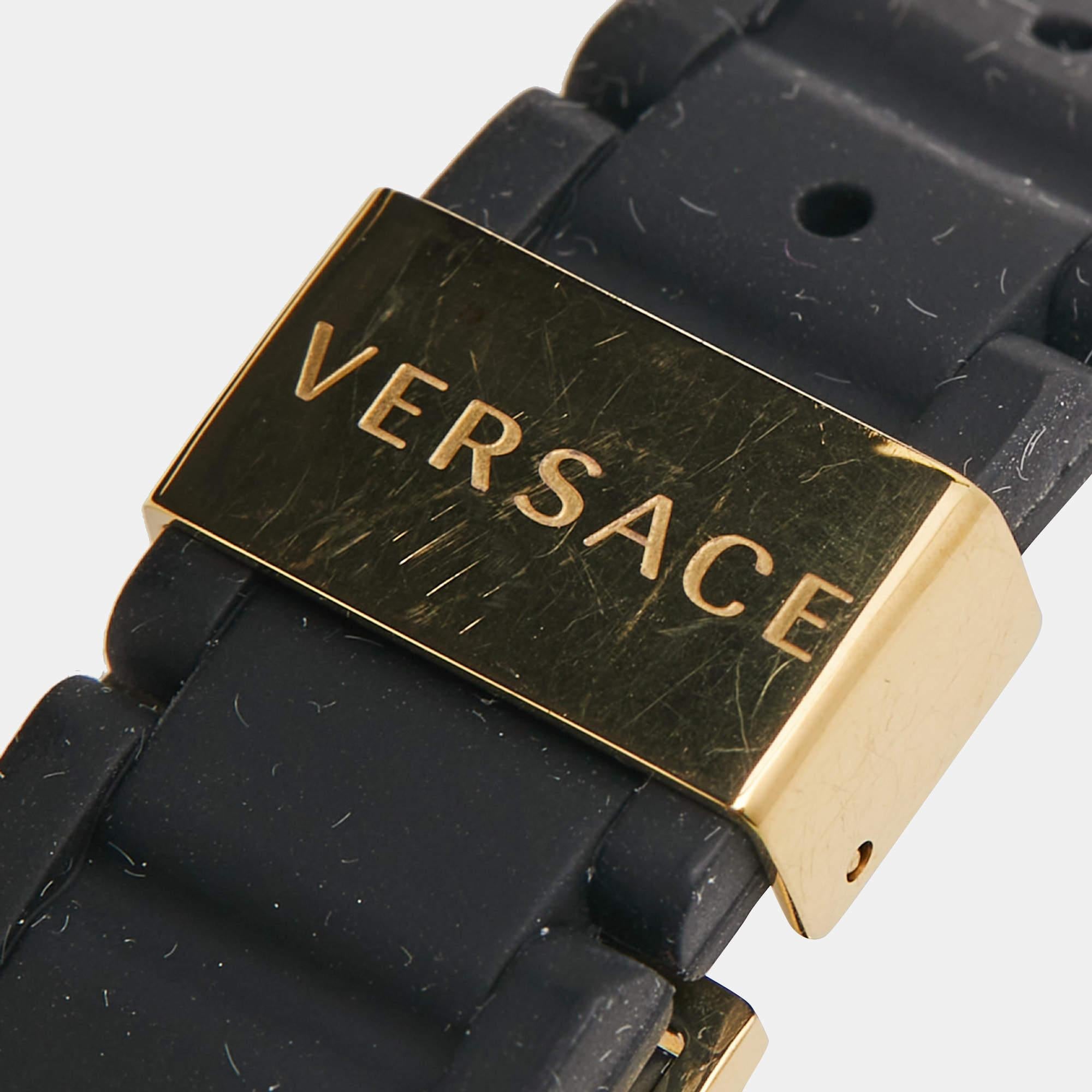 Versace Black Ceramic  Rubber Reve 92Q Women's Wristwatch 35 mm For Sale 3