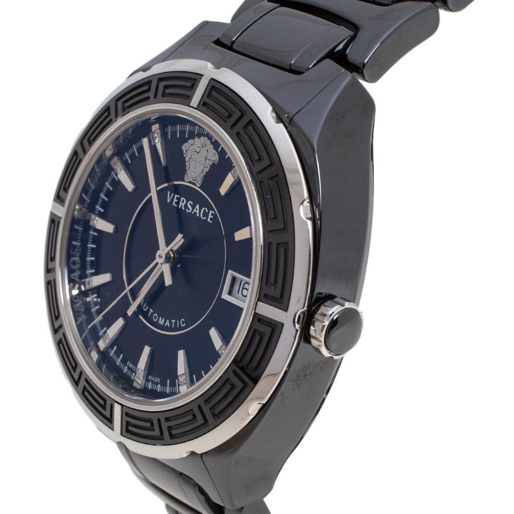 Versace Black Ceramic Stainless Steel DV One 02A Men's Wristwatch 40 mm In Good Condition In Dubai, Al Qouz 2