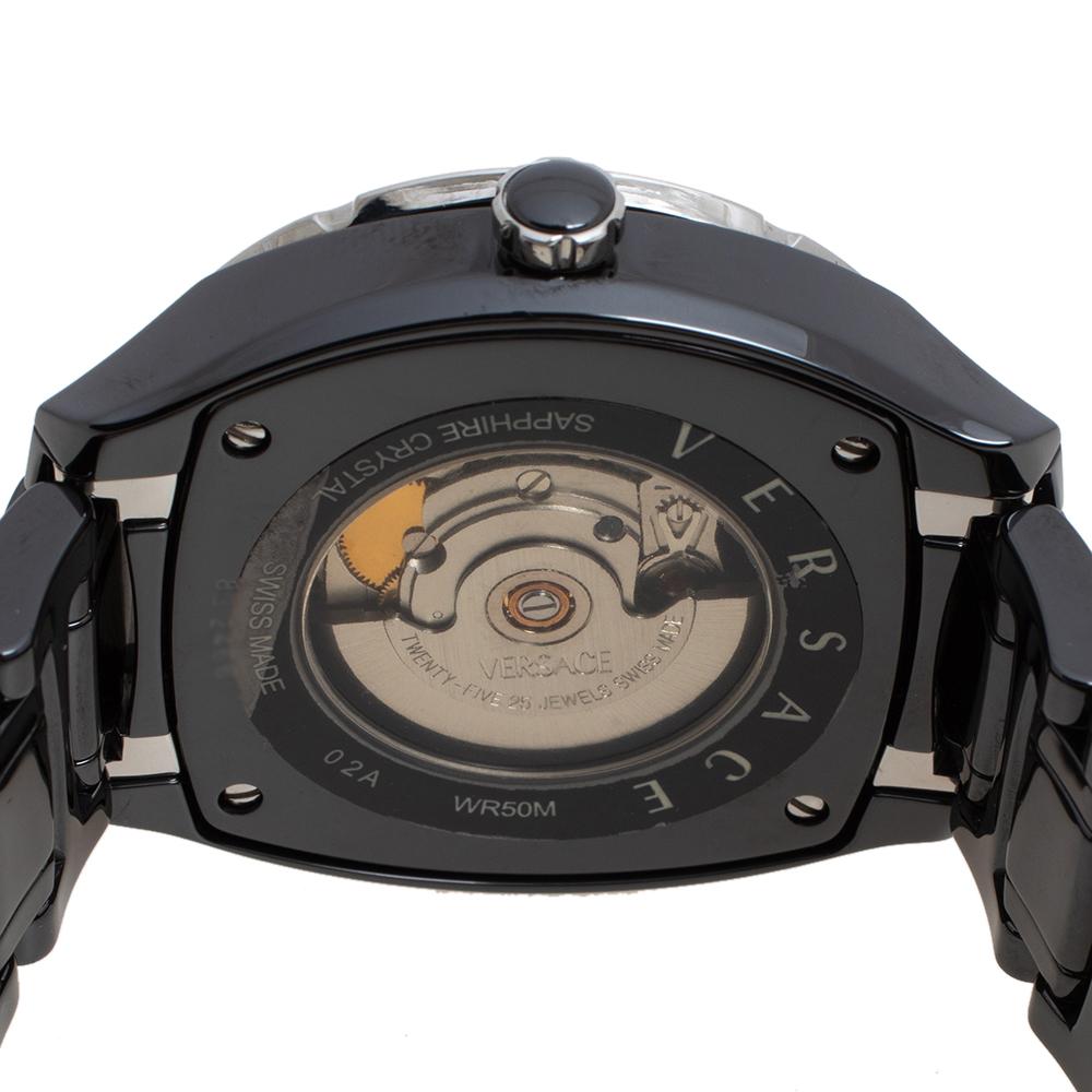 Versace Black Ceramic Stainless Steel DV One 02A Men's Wristwatch 40 mm 3