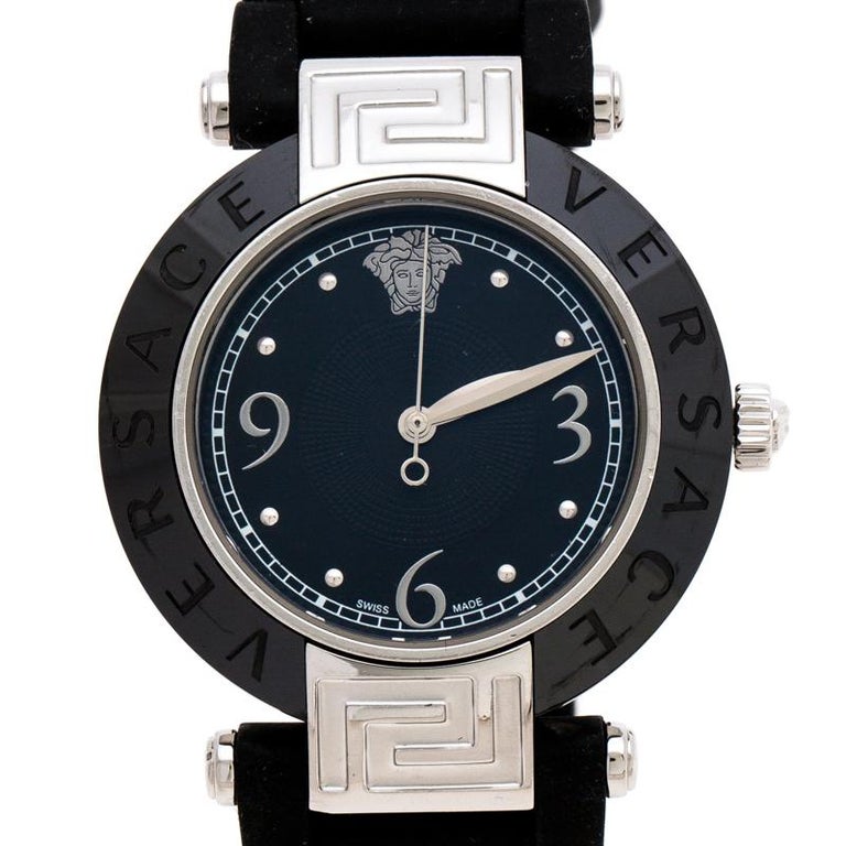 Versace Black Ceramic Stainless Steel Rubber Reve 92Q Women's